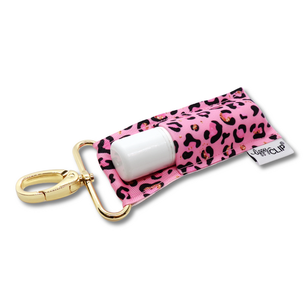 Pink Leopard LippyClip KISS for larger lip balms, essential oil rollers, etc.