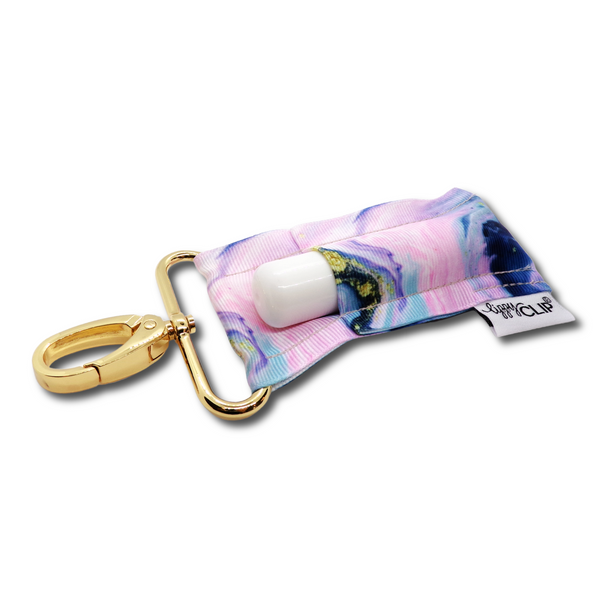 Pink Midnight Marble LippyClip KISS for larger lip balms, essential oil rollers, etc.