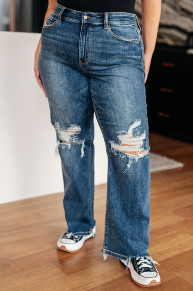 Jeans rectos de tiro alto estilo años 90 de Judy Blue - ¡EXCLUSIVO ONLINE!