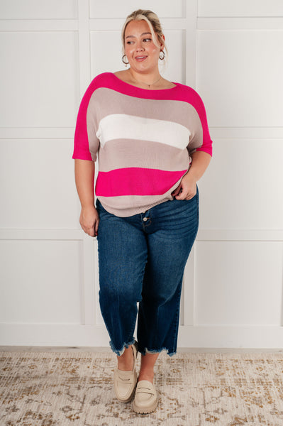 Top de punto de manga corta Rows Of Rose