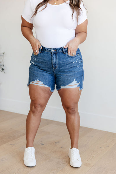 Samantha Hi-ise Rigid Magic Distressed Cutoff Judy Blue Shorts - ONLINE EXCLUSIVE!