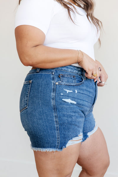 Samantha Hi-ise Rigid Magic Distressed Cutoff Judy Blue Shorts - ONLINE EXCLUSIVE!