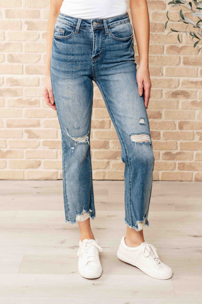 Sammy High Waist Distressed Crop Straight Leg Judy Blue Jeans - ONLINE EXCLUSIVE!