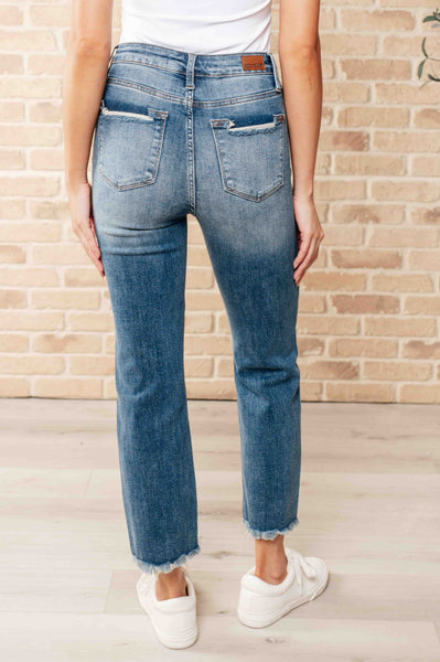 Sammy High Waist Distressed Crop Straight Leg Judy Blue Jeans - ONLINE EXCLUSIVE!