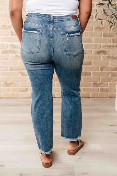 Sammy High Waist Distressed Crop Straight Leg Judy Blue Jeans - ONLINE EXCLUSIVE!
