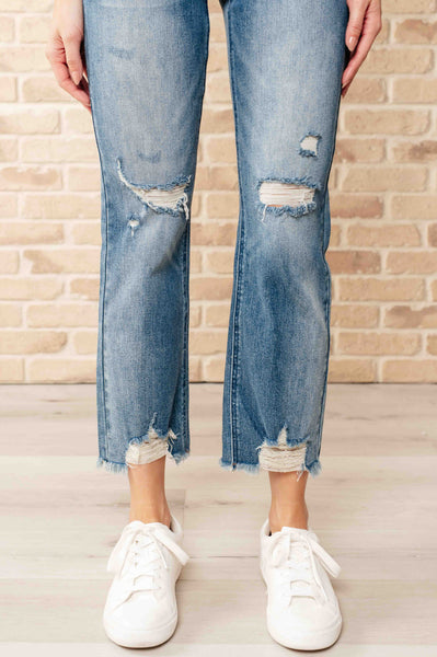 Sammy High Waist Distressed Crop Straight Leg Judy Blue Jeans - ONLINE EXCLUSIVE!
