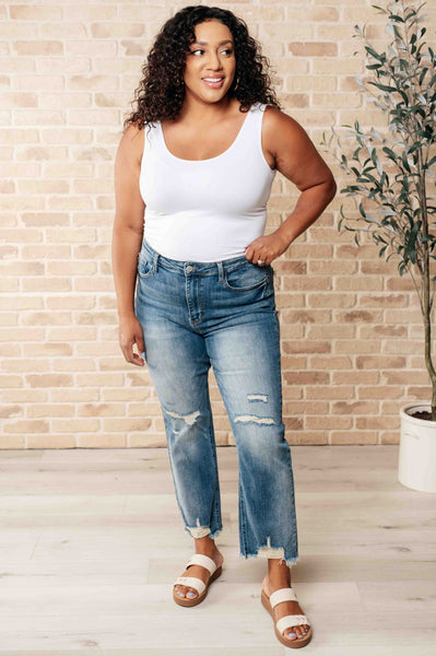 Sammy High Waist Distressed Crop Straight Leg Judy Blue Jeans - ONLINE EXCLUSIVE!