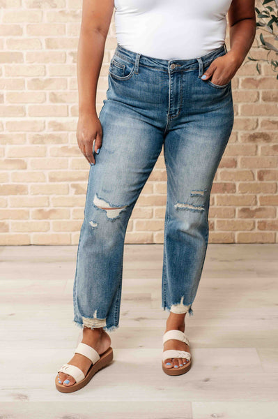 Sammy High Waist Distressed Crop Straight Leg Judy Blue Jeans - ONLINE EXCLUSIVE!