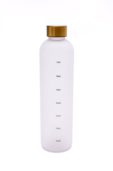Botella de agua translúcida Sippin' Pretty de 32 oz en blanco y dorado