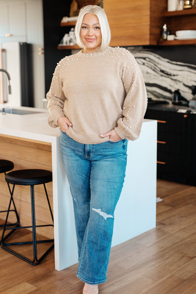 Suéter con detalles de perlas String Me Along