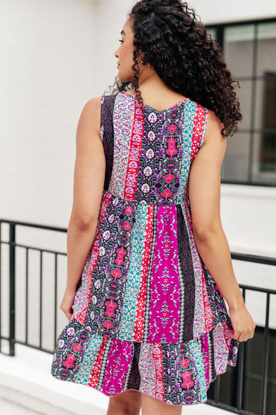 Vestido sin mangas con estampado mixto That's So Boho