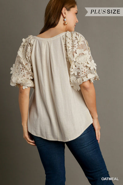 Siggy 3D Floral Lace Contrast Top by Umgee