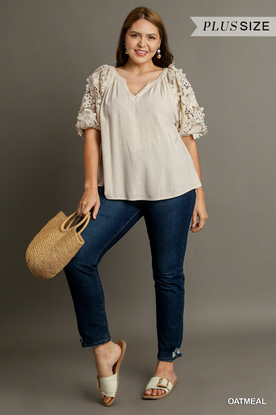 Siggy 3D Floral Lace Contrast Top by Umgee