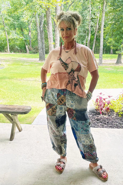 Pantalones rectos de patchwork Madonna de Jaded Gypsy