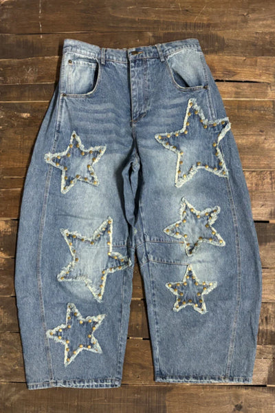 Staci Star Studded Barrel Jeans by Jaded Gypsy