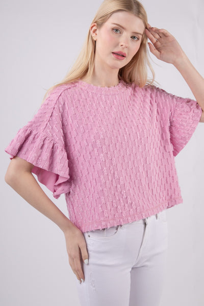 Ronnie Texture Ruffle Short Sleeve Top - ONLINE EXCLUSIVE!
