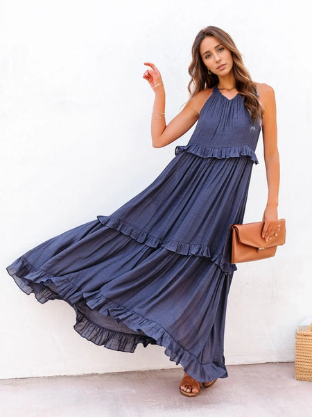 Tasha Ruffled Sleeveless Tiered Maxi Dress with Pockets - ONLINE EXCLUSIVE!
