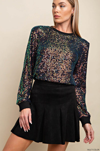 Top con forro de malla de lentejuelas Berri
