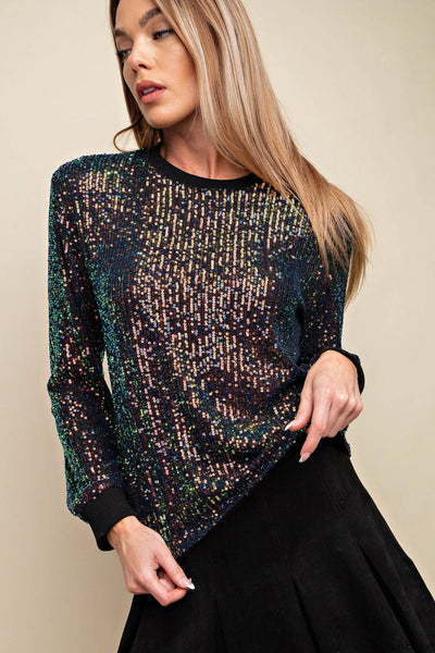 Top con forro de malla de lentejuelas Berri