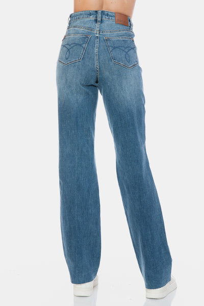 88848 Andie Hi-Rise Tummy Control Cut Raw Hem Straight Judy Blue Jeans - ONLINE EXCLUSIVE!
