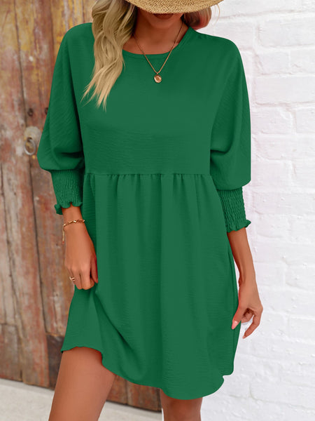 Torreta Round Neck Lantern Sleeve Mini Dress