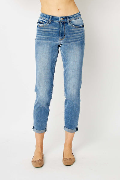 Rachael Mid-Rise Cuffed Hem Slim Judy Blue Jeans - ONLINE EXCLUSIVE!