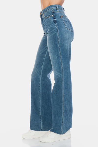 88848 Andie Hi-Rise Tummy Control Cut Raw Hem Straight Judy Blue Jeans - ONLINE EXCLUSIVE!