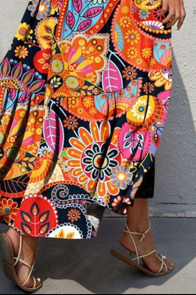 Ophelia Tiered Printed V-Neck Sleeveless Dress - ONLINE EXCLUSIVE!