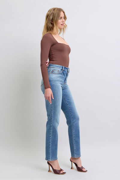 Ani Hi-Rise Vintage Wash Thermal Straight Judy Blue Jeans - ONLINE EXCLUSIVE!