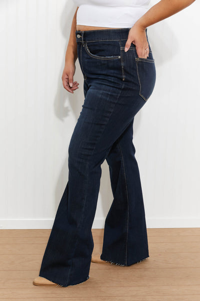 Amanda Hi-Rise Raw Hem Flare Judy Blue Jeans