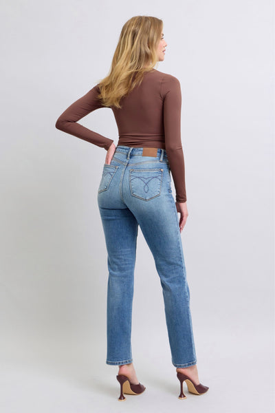 Ani Hi-Rise Vintage Wash Thermal Straight Judy Blue Jeans - ONLINE EXCLUSIVE!