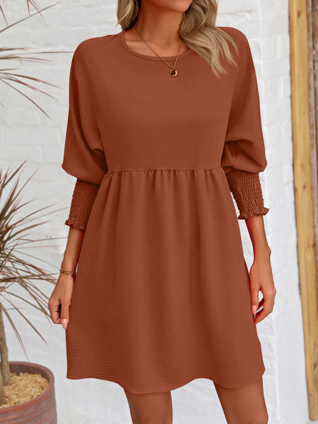 Torreta Round Neck Lantern Sleeve Mini Dress