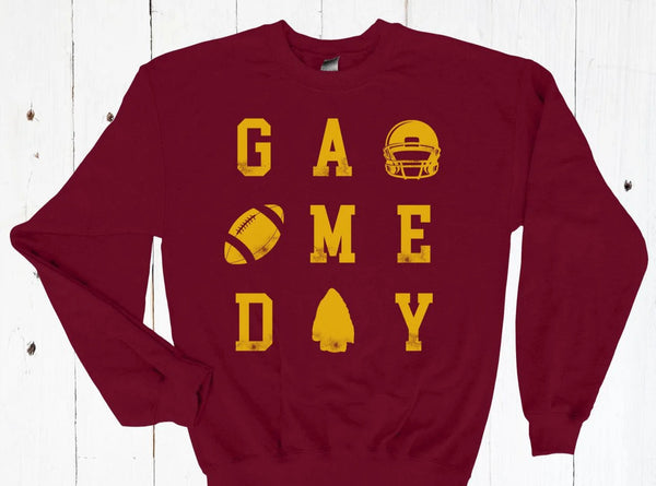 Sudadera de cuello redondo roja y dorada GAME DAY KC