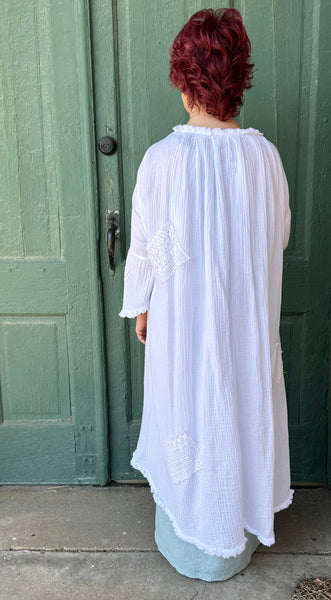 Tawny Open Flow Jacket w/ Cutesy Hem Jacket in White by Paper Lace