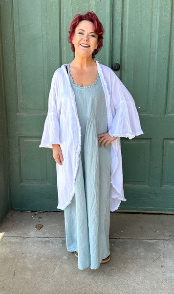 Tawny Open Flow Jacket w/ Cutesy Hem Jacket in White by Paper Lace