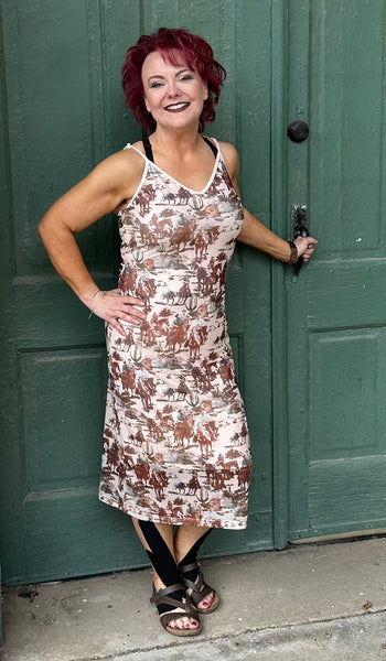 Cody Cowboy Print Mesh Bodycon Dress