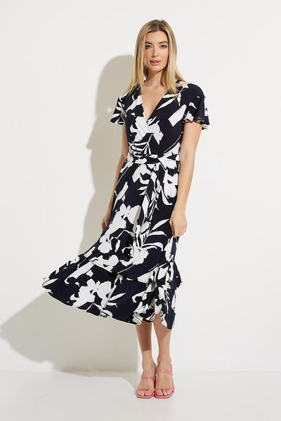 Skylar Navy Floral Fit & Flare Dress by Joseph Ribkoff