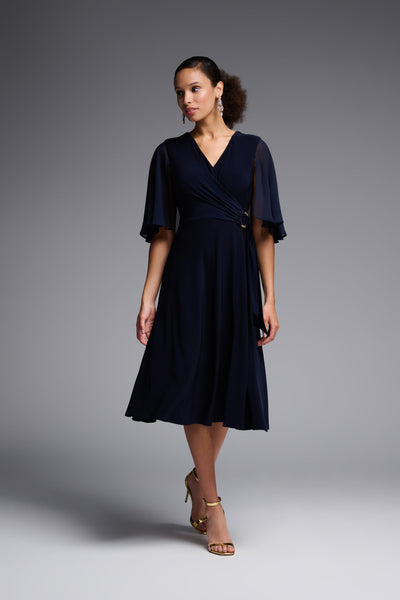 Peyton Navy Blue Chiffon Dress by Joseph Ribkoff