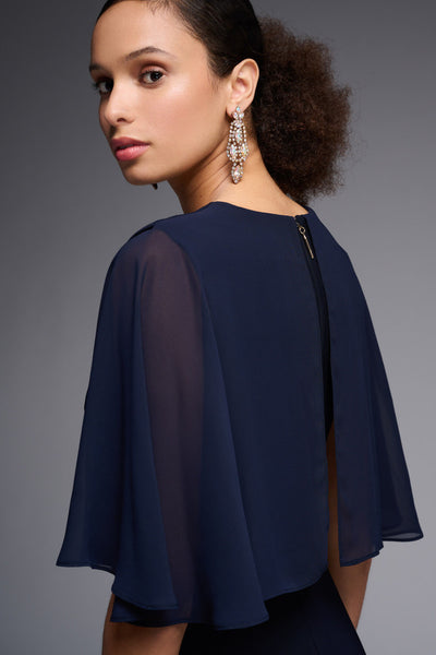 Peyton Navy Blue Chiffon Dress by Joseph Ribkoff