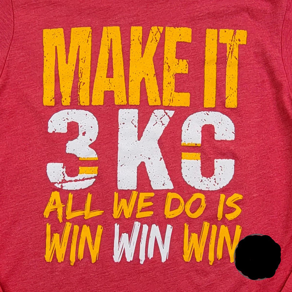 Camiseta de manga larga roja jaspeada KC Make It 3 All We Do Is Win Win Win