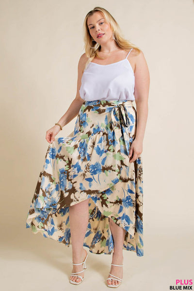 Falda midi cruzada de imitación botánica Tansy