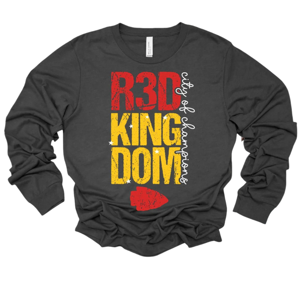 Camiseta de manga larga gris oscuro jaspeado KC R3D Kingdom City Of Champions