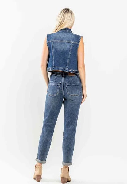 88779 Nya Joggers de tiro alto con puños y cordón de Judy Blue Jeans