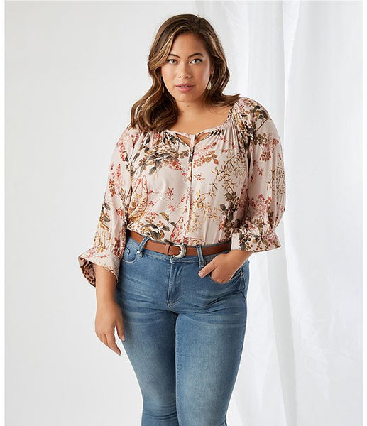 2L19599W Blusa con mangas tipo blusón Lannah - ¡Solo tallas grandes!