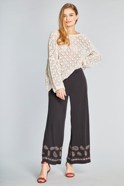 26 Rosie Rose Petal Collection Knit Wide-legged Pants