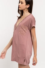 384 Blythe Easy and fun loose top w/ Low V Neckline