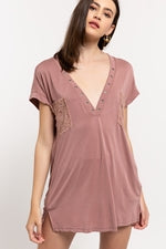 384 Blythe Easy and fun loose top w/ Low V Neckline