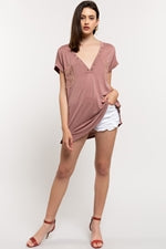 384 Blythe Easy and fun loose top w/ Low V Neckline