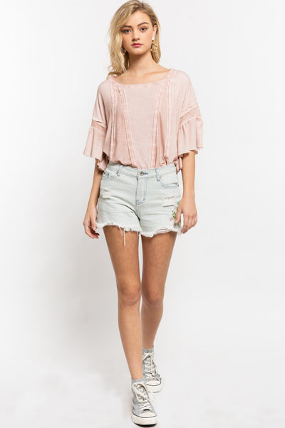 113 China Pink Boxy Fit Knit Top