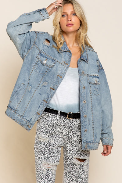 1137 Trudy Denim Studded Jacket